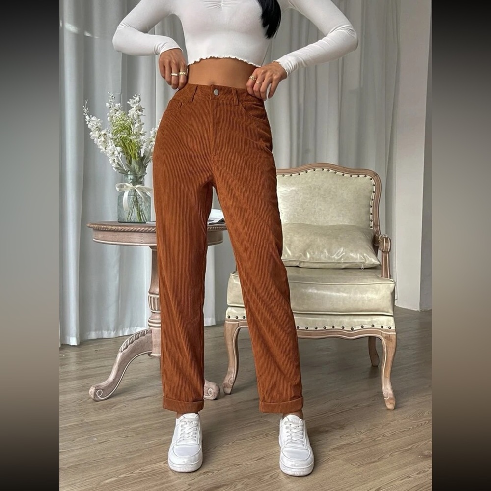 high waist brown pants